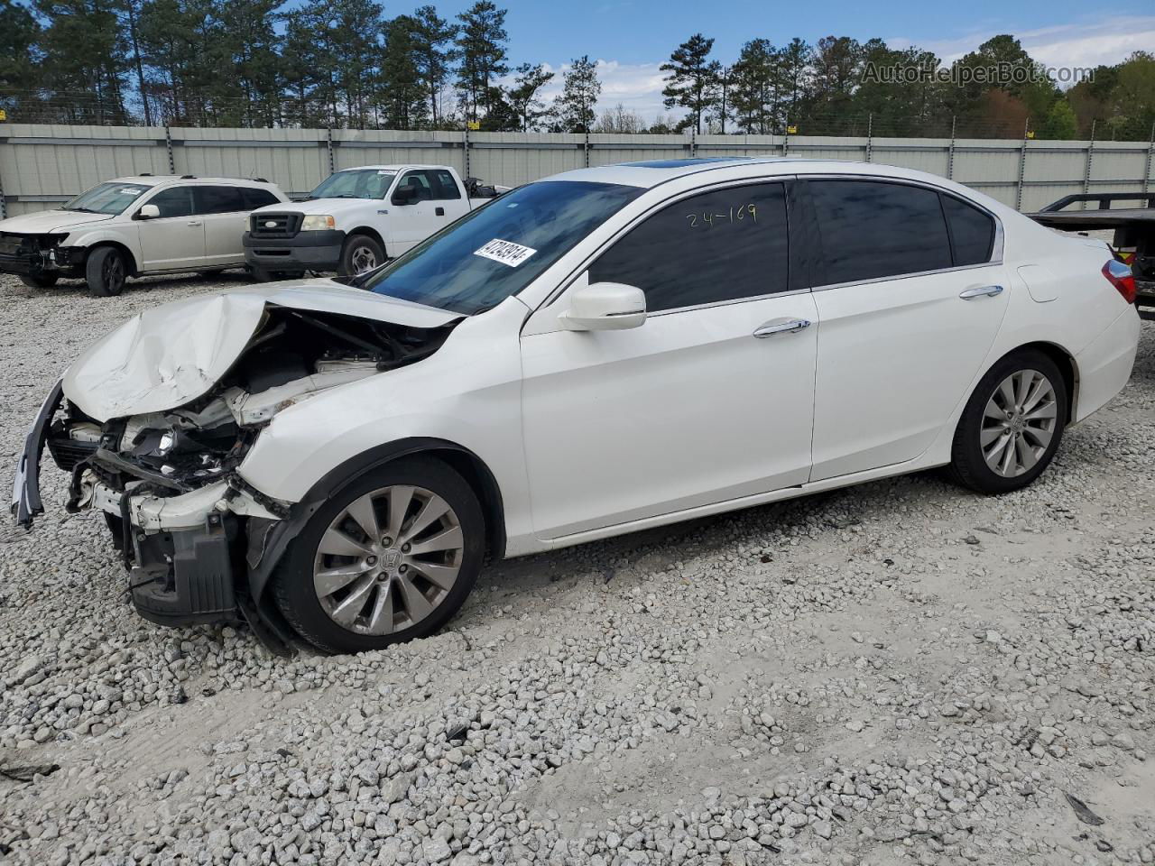 2014 Honda Accord Exl White vin: 1HGCR3F82EA027088