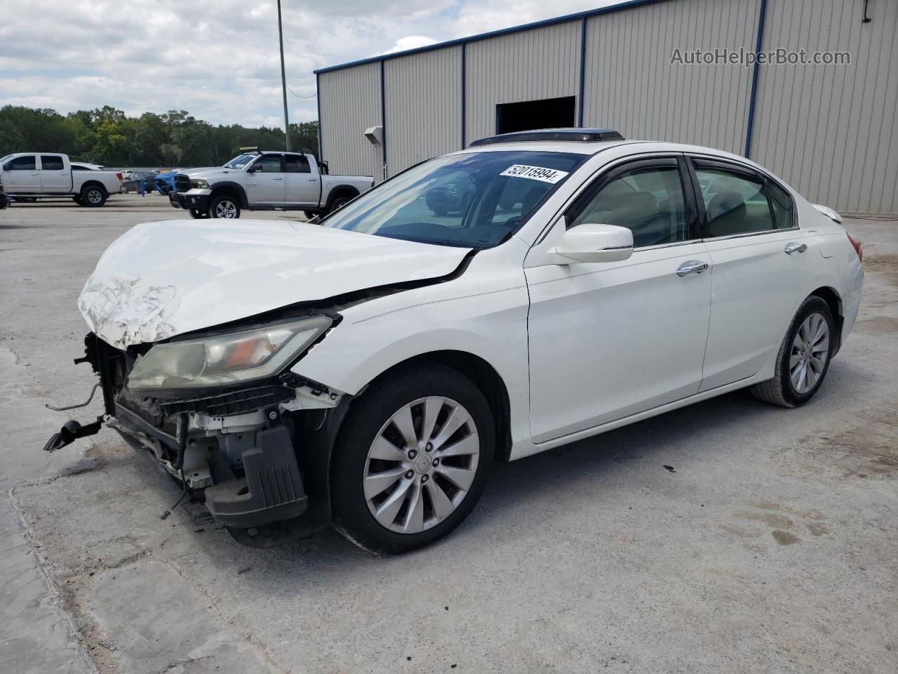 2014 Honda Accord Exl White vin: 1HGCR3F83EA003737