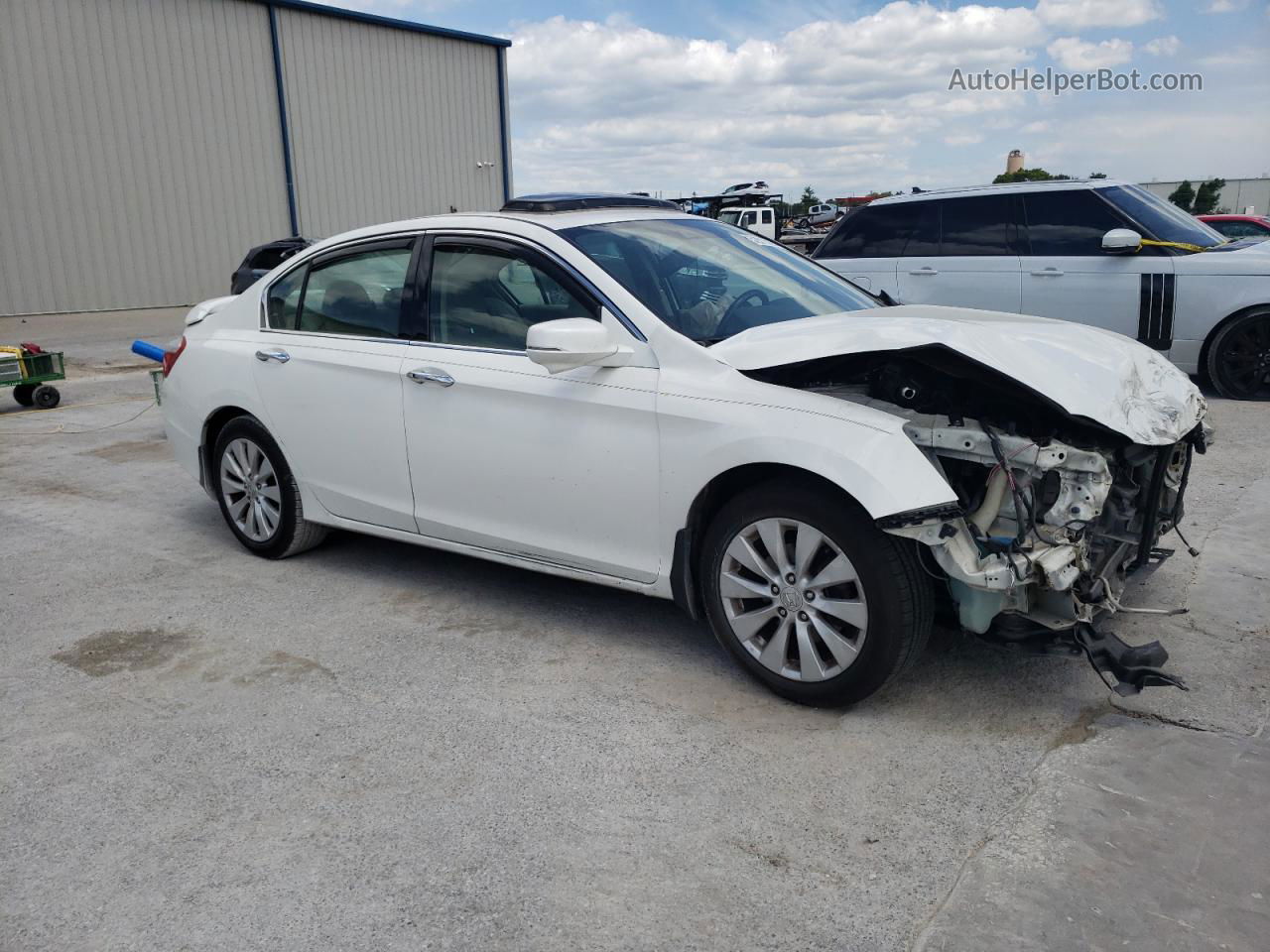 2014 Honda Accord Exl White vin: 1HGCR3F83EA003737