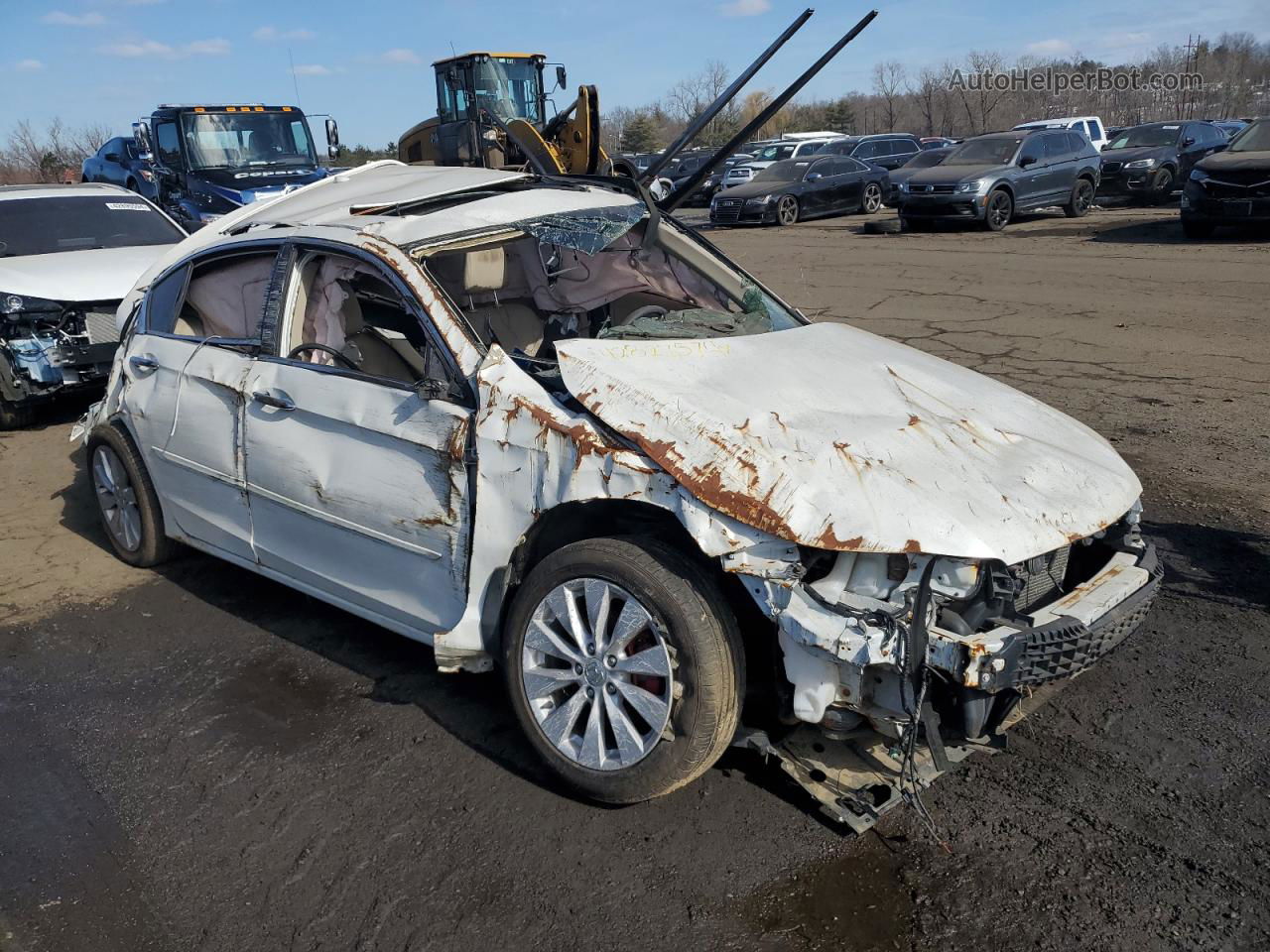 2014 Honda Accord Exl White vin: 1HGCR3F84EA000801