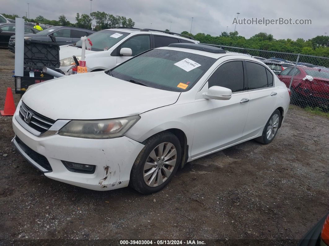 2014 Honda Accord Ex-l V-6 White vin: 1HGCR3F84EA001866