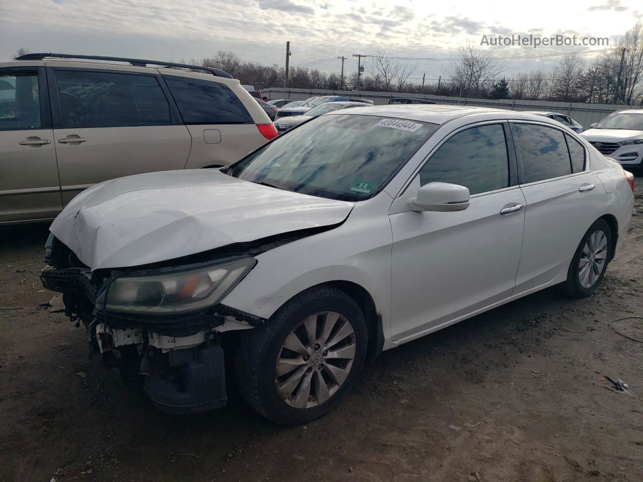 2014 Honda Accord Exl White vin: 1HGCR3F84EA004251