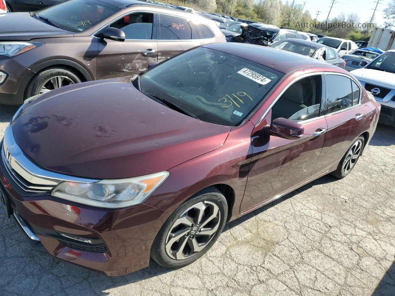 2017 Honda Accord Exl Burgundy vin: 1HGCR3F85HA016462