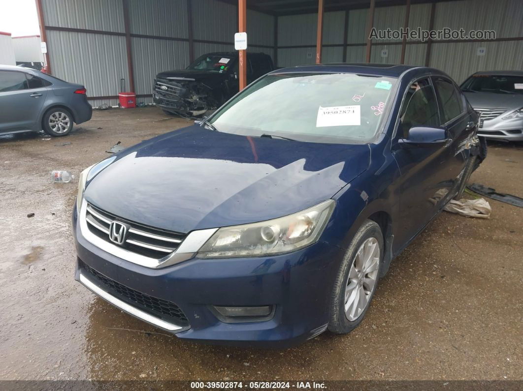 2014 Honda Accord Ex-l V-6 Blue vin: 1HGCR3F87EA009587