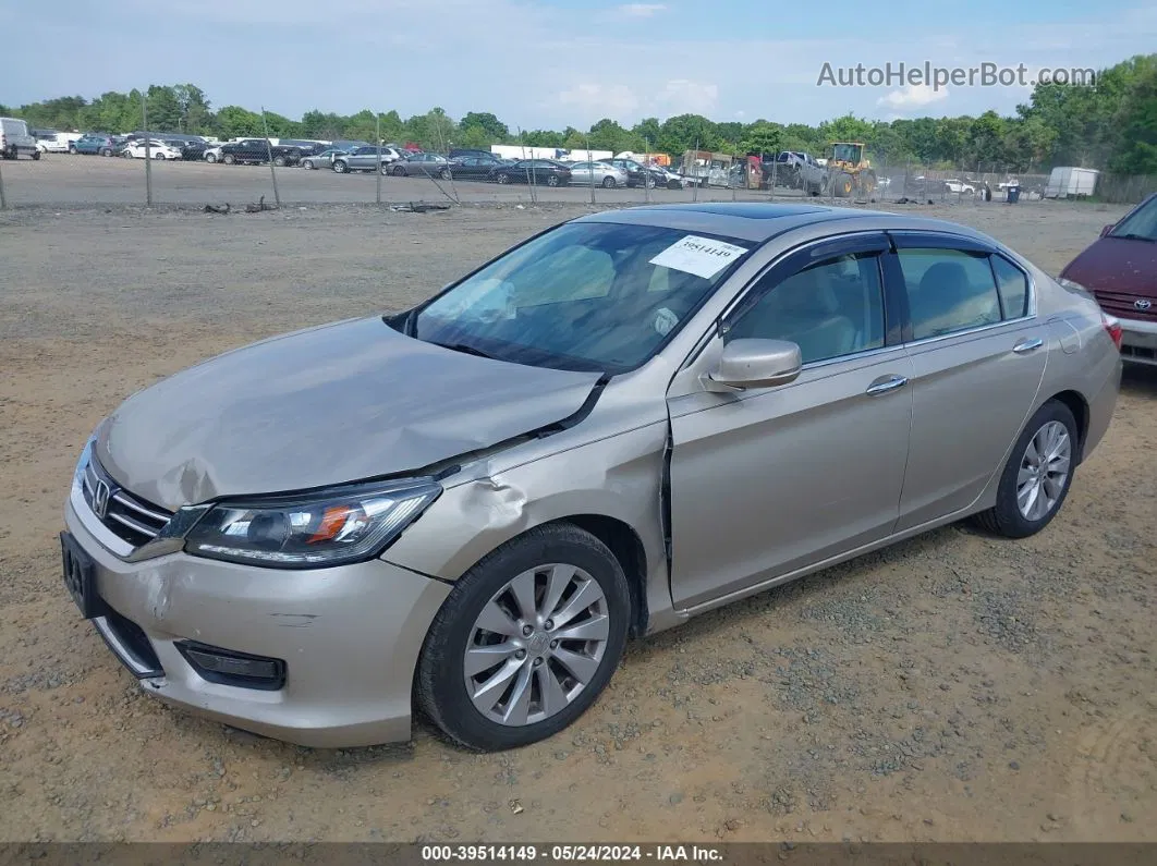 2014 Honda Accord Ex-l V-6 Beige vin: 1HGCR3F87EA021593