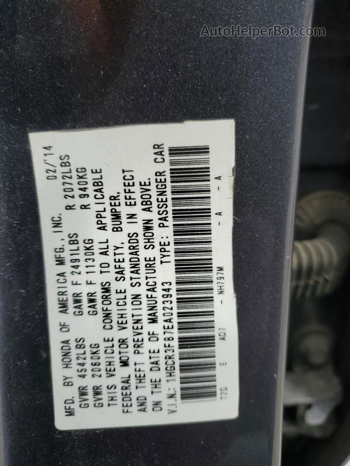 2014 Honda Accord Exl Серый vin: 1HGCR3F87EA023943