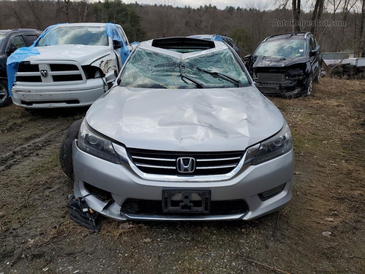 2014 Honda Accord Exl Silver vin: 1HGCR3F87EA041021