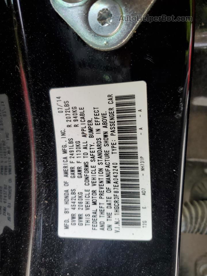 2014 Honda Accord Exl Черный vin: 1HGCR3F87EA043240