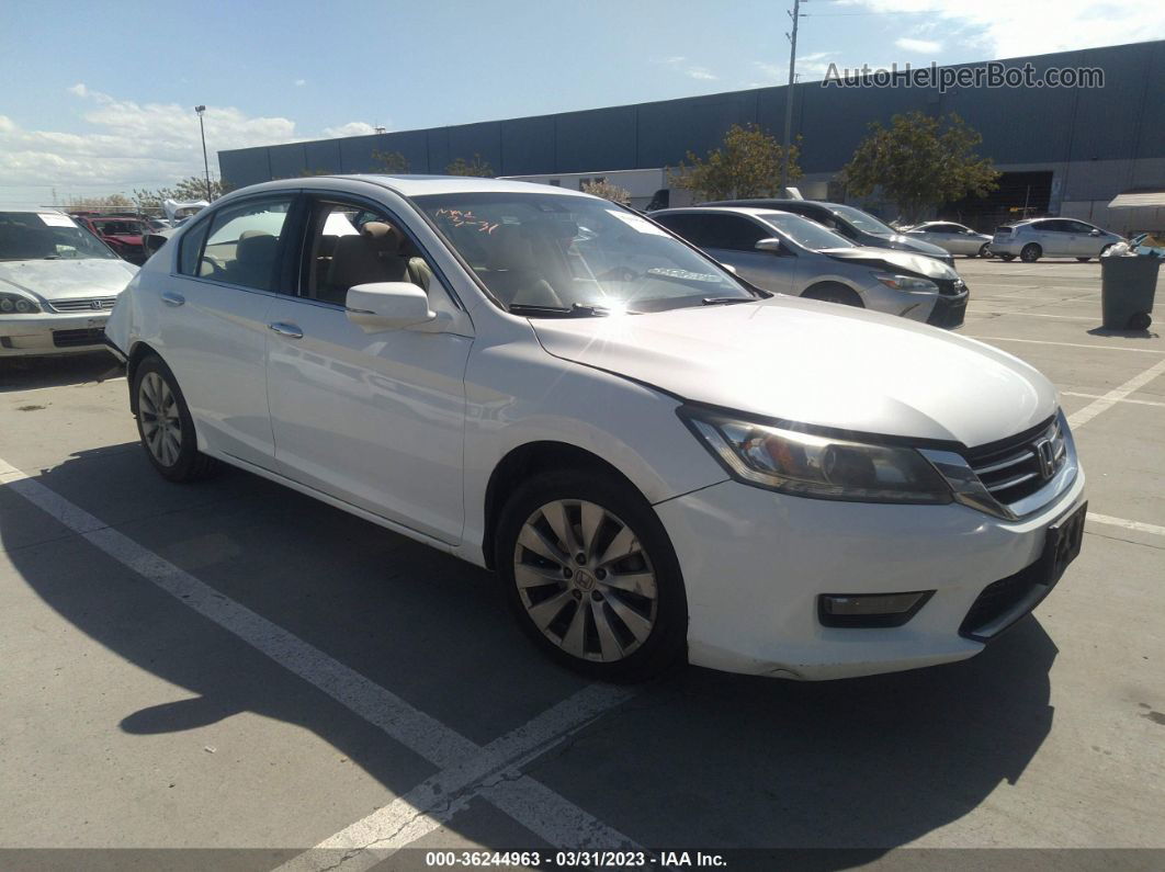 2015 Honda Accord Ex-l V-6 White vin: 1HGCR3F88FA008448