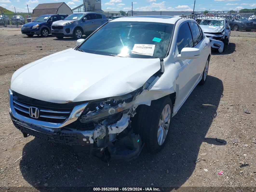 2014 Honda Accord Ex-l V-6 White vin: 1HGCR3F89EA020218