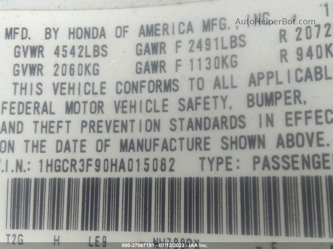 2017 Honda Accord Sedan Touring Белый vin: 1HGCR3F90HA015082