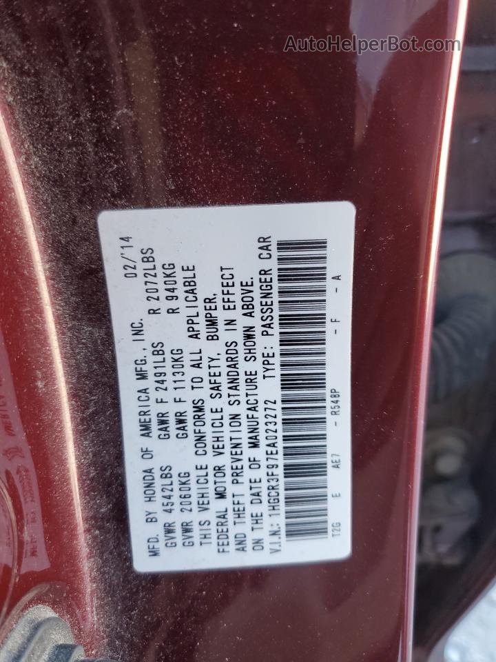 2014 Honda Accord Touring Темно-бордовый vin: 1HGCR3F97EA023272