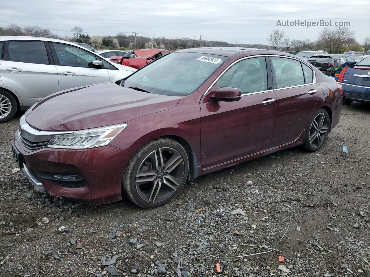 2016 Honda Accord Touring Burgundy vin: 1HGCR3F9XGA024466