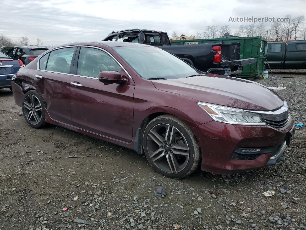 2016 Honda Accord Touring Бордовый vin: 1HGCR3F9XGA024466