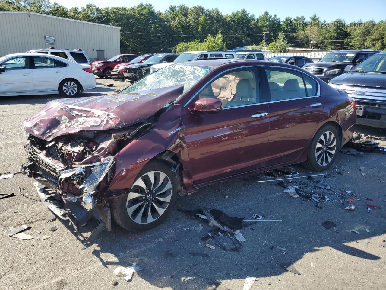 2014 Honda Accord Hybrid Exl Maroon vin: 1HGCR6F55EA008168