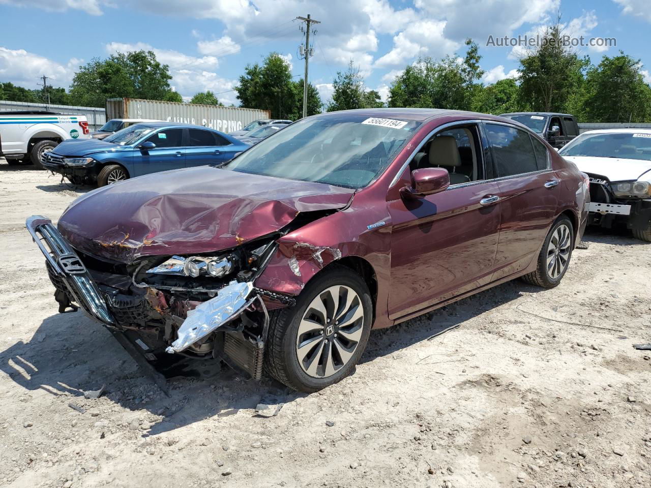 2015 Honda Accord Touring Hybrid Burgundy vin: 1HGCR6F78FA004554