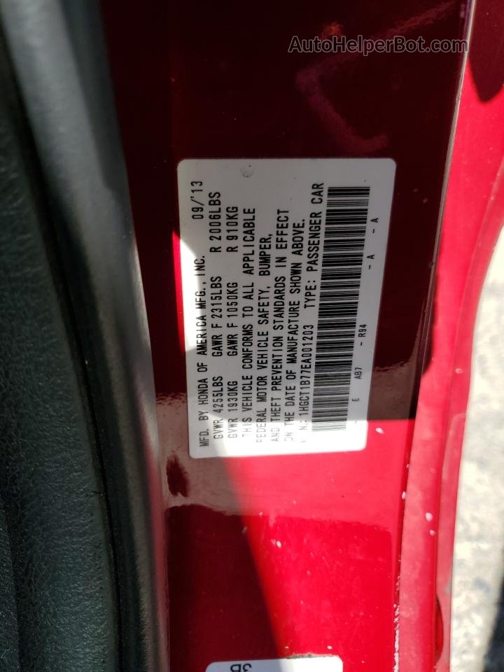 2014 Honda Accord Ex Красный vin: 1HGCT1B77EA001203