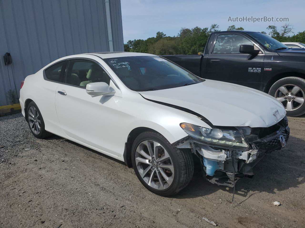 2014 Honda Accord Exl White vin: 1HGCT2B89EA003498