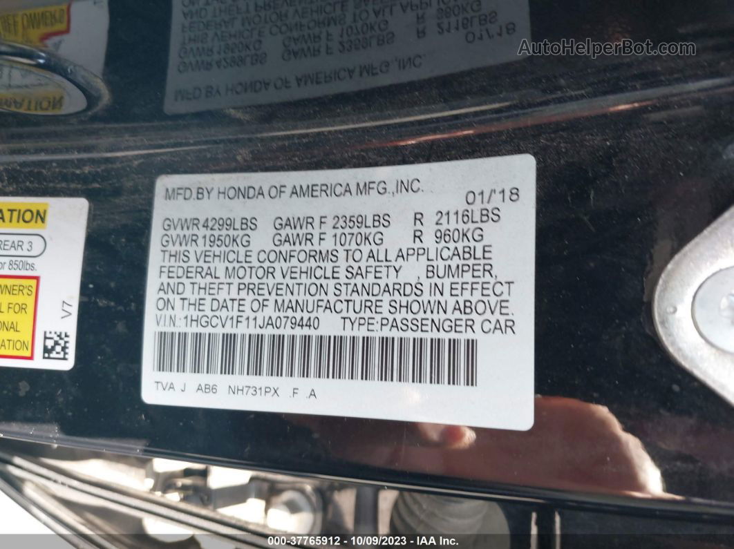 2018 Honda Accord Lx Черный vin: 1HGCV1F11JA079440