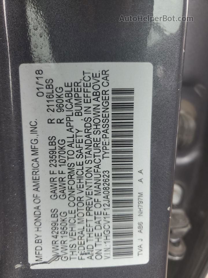 2018 Honda Accord Lx Gray vin: 1HGCV1F12JA082623