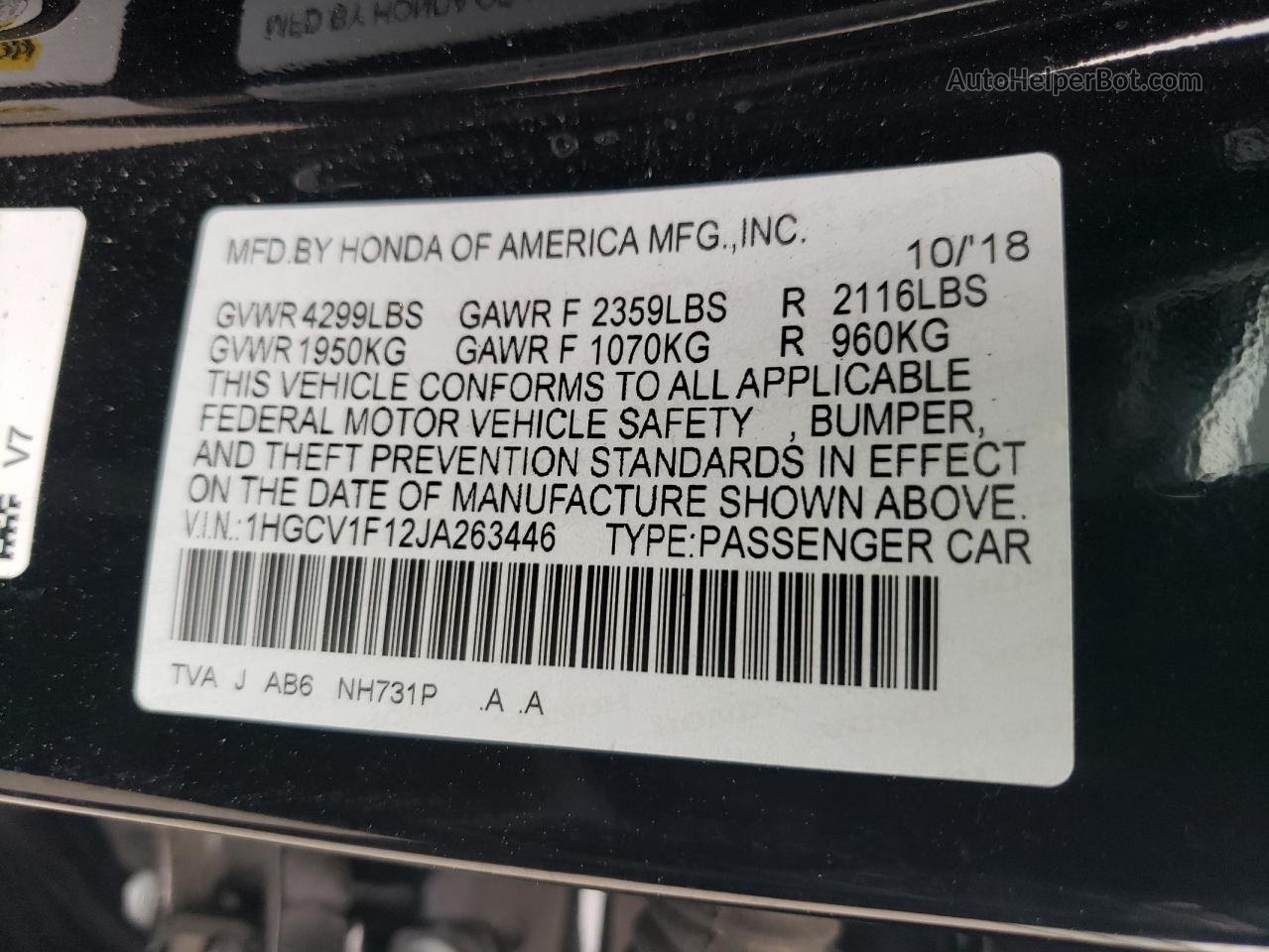 2018 Honda Accord Lx Black vin: 1HGCV1F12JA263446