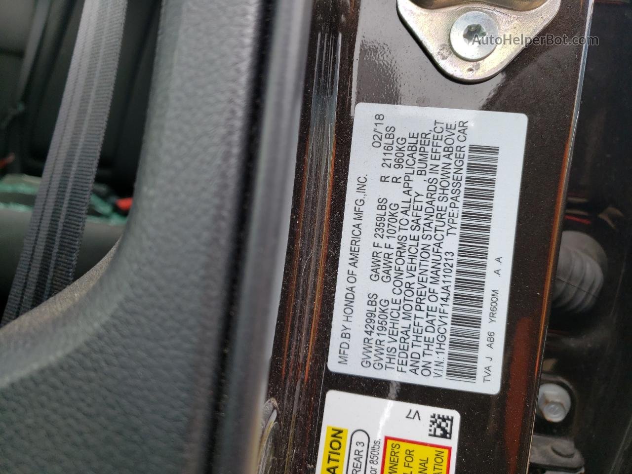 2018 Honda Accord Lx Серый vin: 1HGCV1F14JA110213