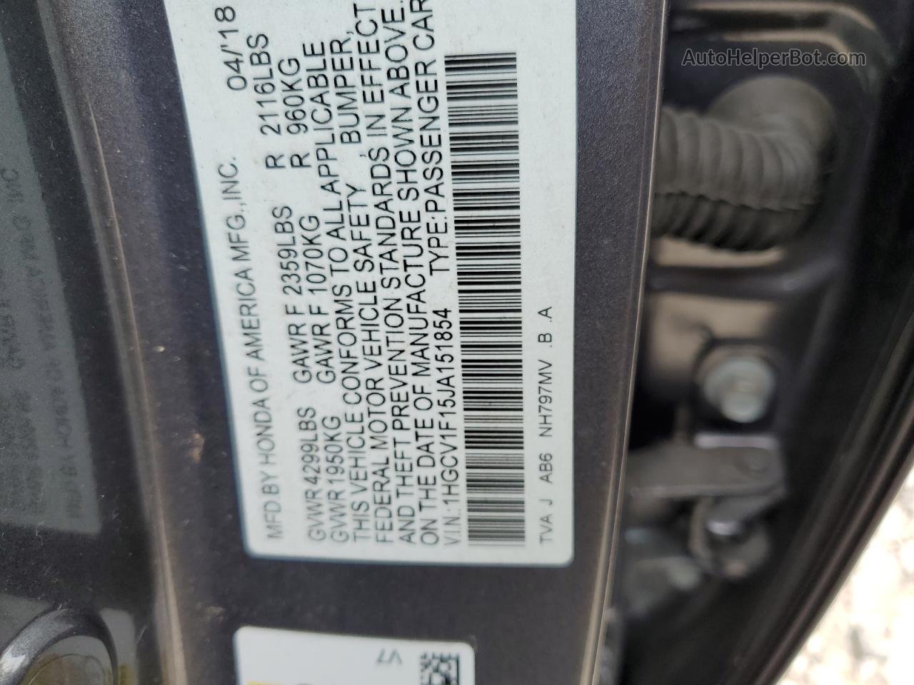 2018 Honda Accord Lx Gray vin: 1HGCV1F15JA151854
