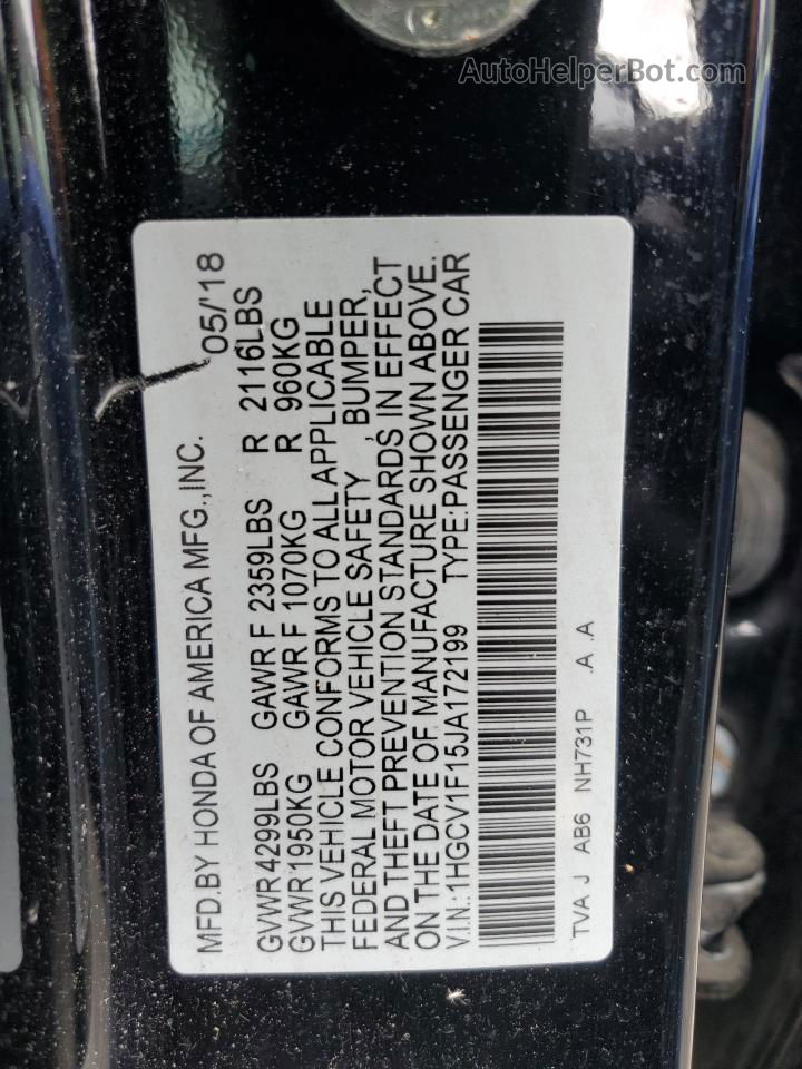 2018 Honda Accord Lx Black vin: 1HGCV1F15JA172199