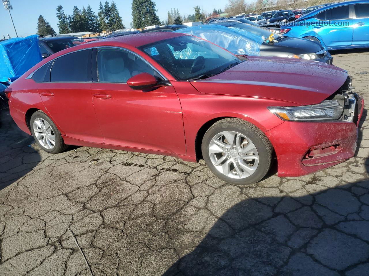 2018 Honda Accord Lx Burgundy vin: 1HGCV1F15JA210594