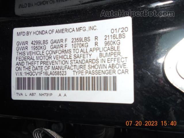 2020 Honda Accord Sedan Lx Black vin: 1HGCV1F16LA058523