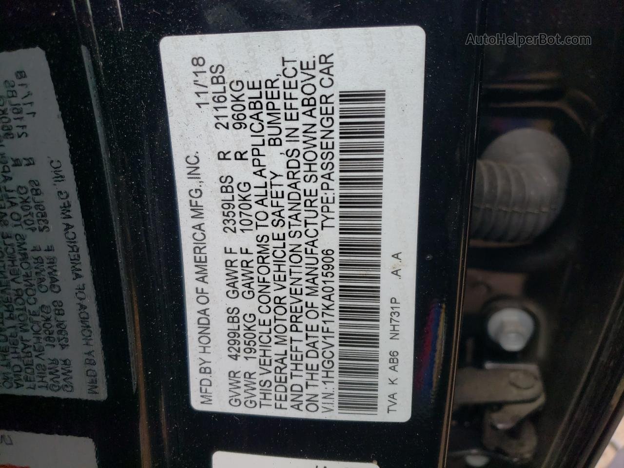 2019 Honda Accord Lx Black vin: 1HGCV1F17KA015906