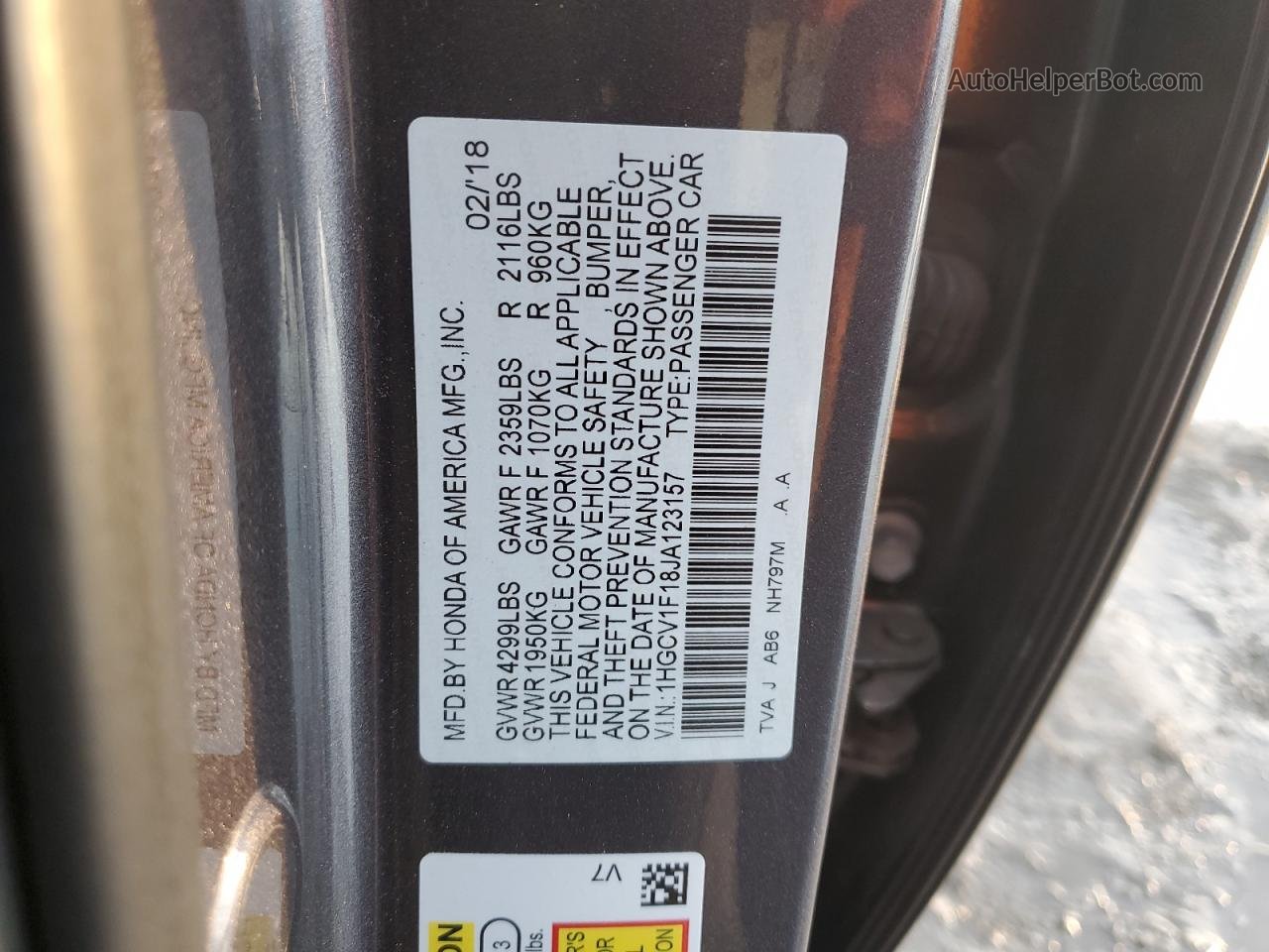2018 Honda Accord Lx Gray vin: 1HGCV1F18JA123157