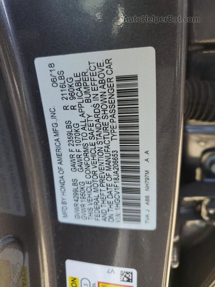 2018 Honda Accord Lx Charcoal vin: 1HGCV1F18JA206653