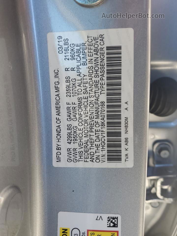 2019 Honda Accord Lx Silver vin: 1HGCV1F18KA070168