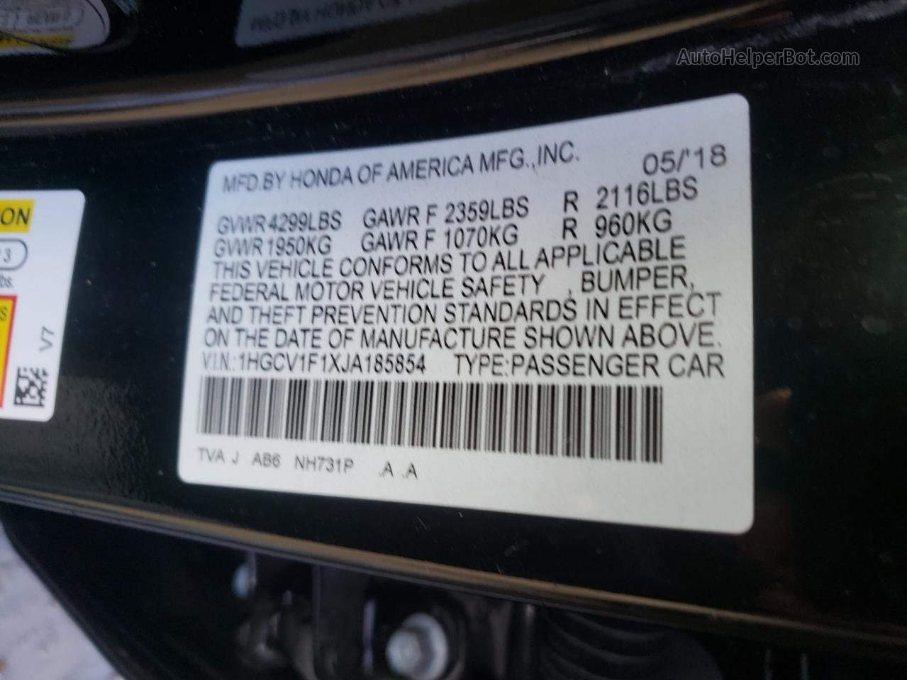 2018 Honda Accord Lx Black vin: 1HGCV1F1XJA185854