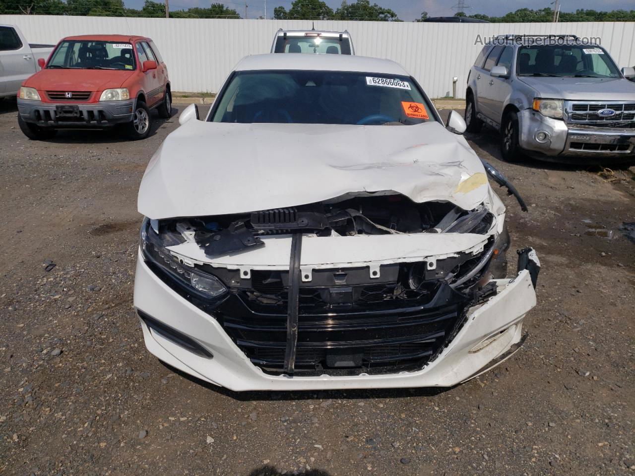 2019 Honda Accord Lx White vin: 1HGCV1F1XKA155920