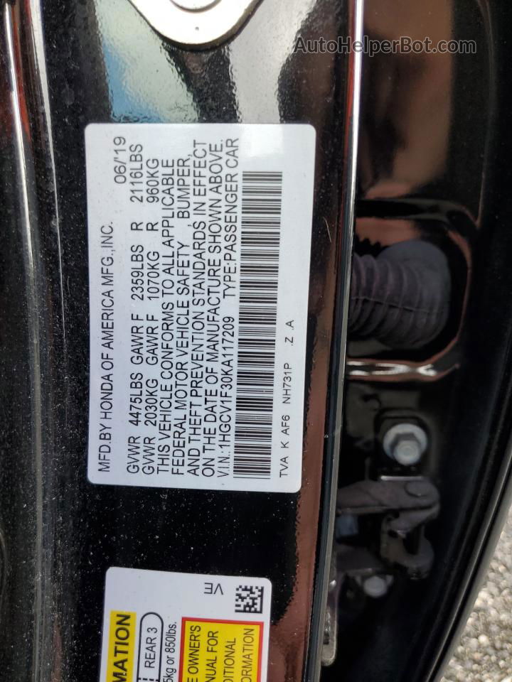 2019 Honda Accord Sport Black vin: 1HGCV1F30KA117209