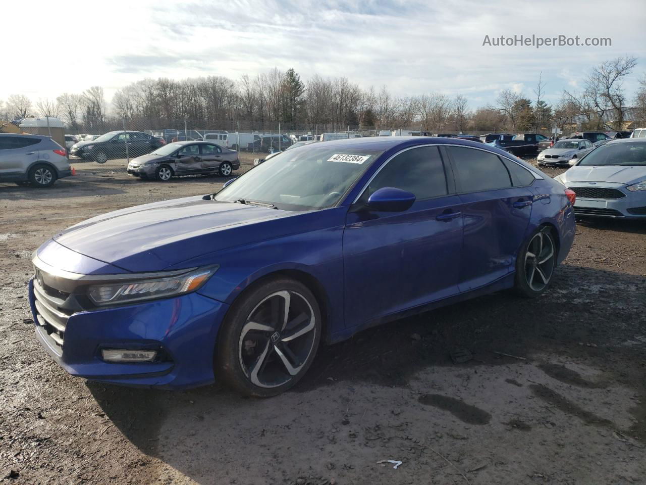 2018 Honda Accord Sport Синий vin: 1HGCV1F32JA061773