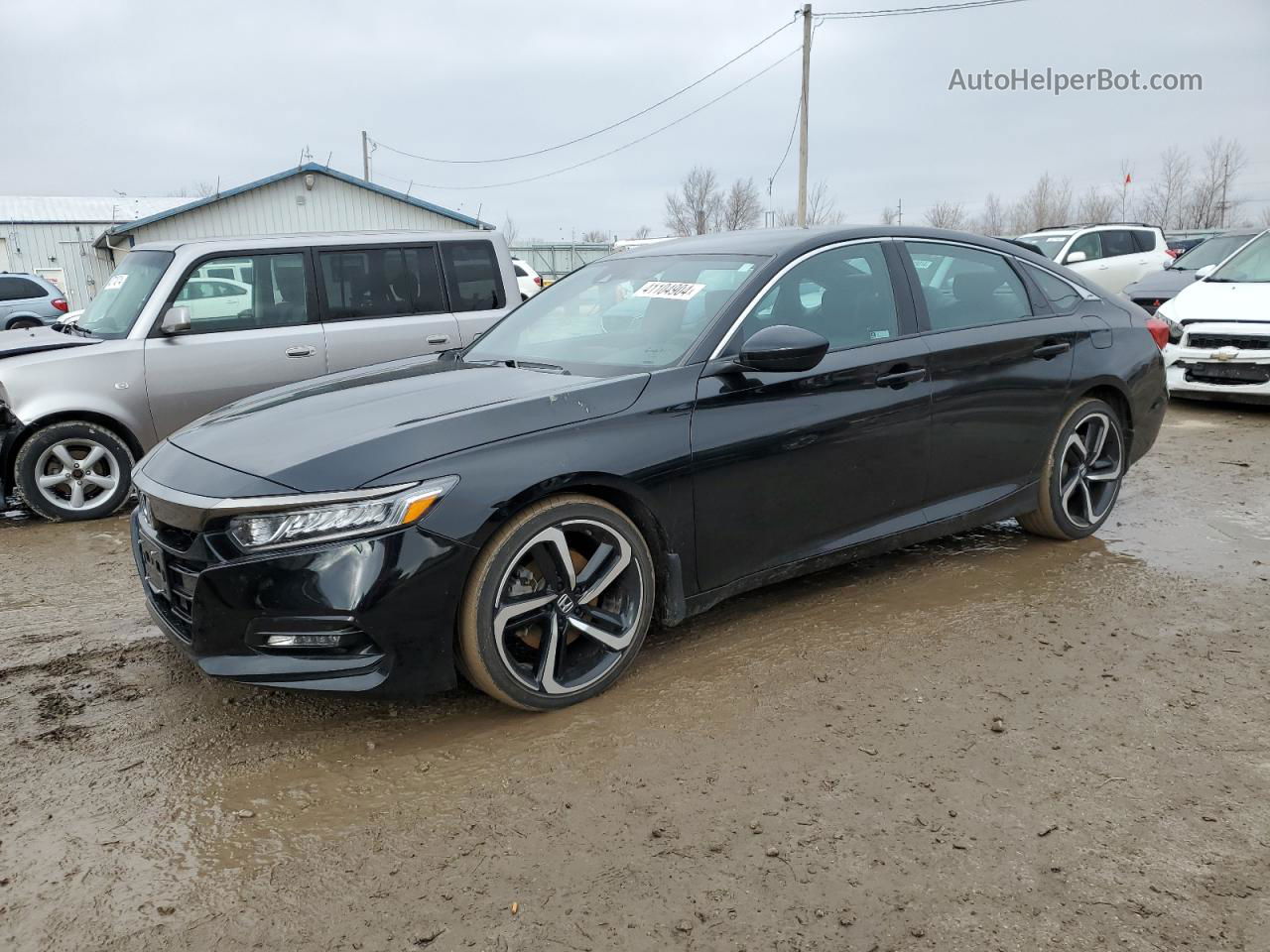 2019 Honda Accord Sport Черный vin: 1HGCV1F33KA142332