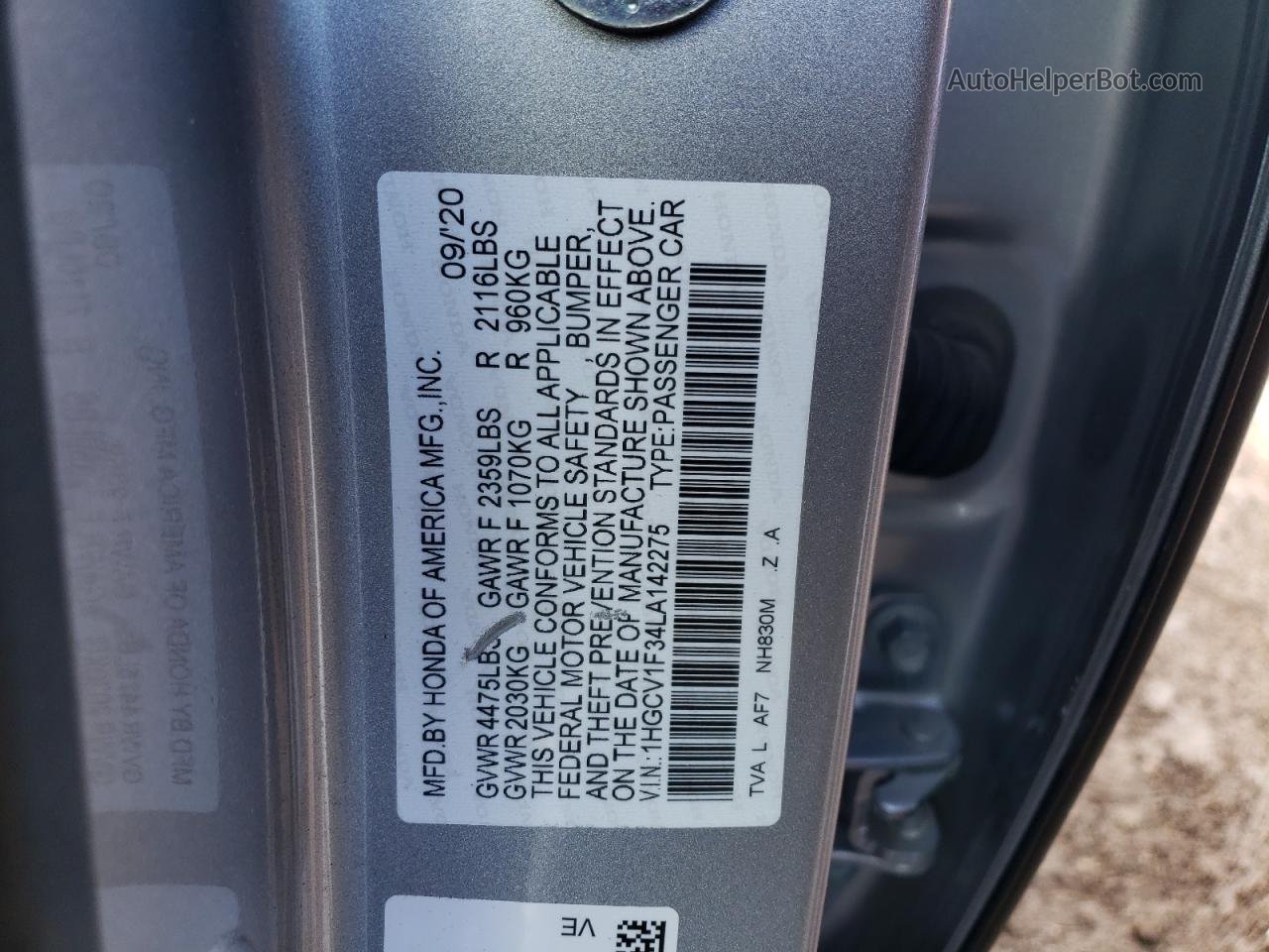 2020 Honda Accord Sport Silver vin: 1HGCV1F34LA142275