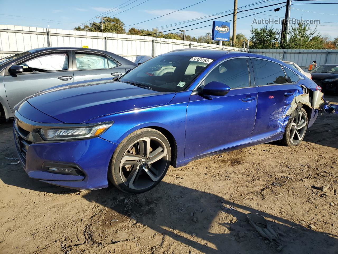 2018 Honda Accord Sport Синий vin: 1HGCV1F38JA152207