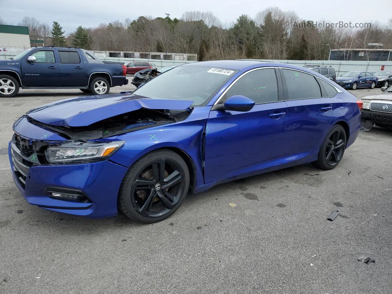 2018 Honda Accord Sport Blue vin: 1HGCV1F3XJA179134