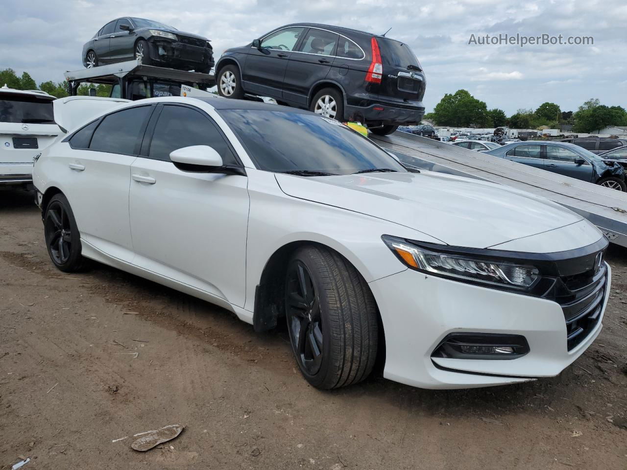 2018 Honda Accord Sport White vin: 1HGCV1F3XJA188366