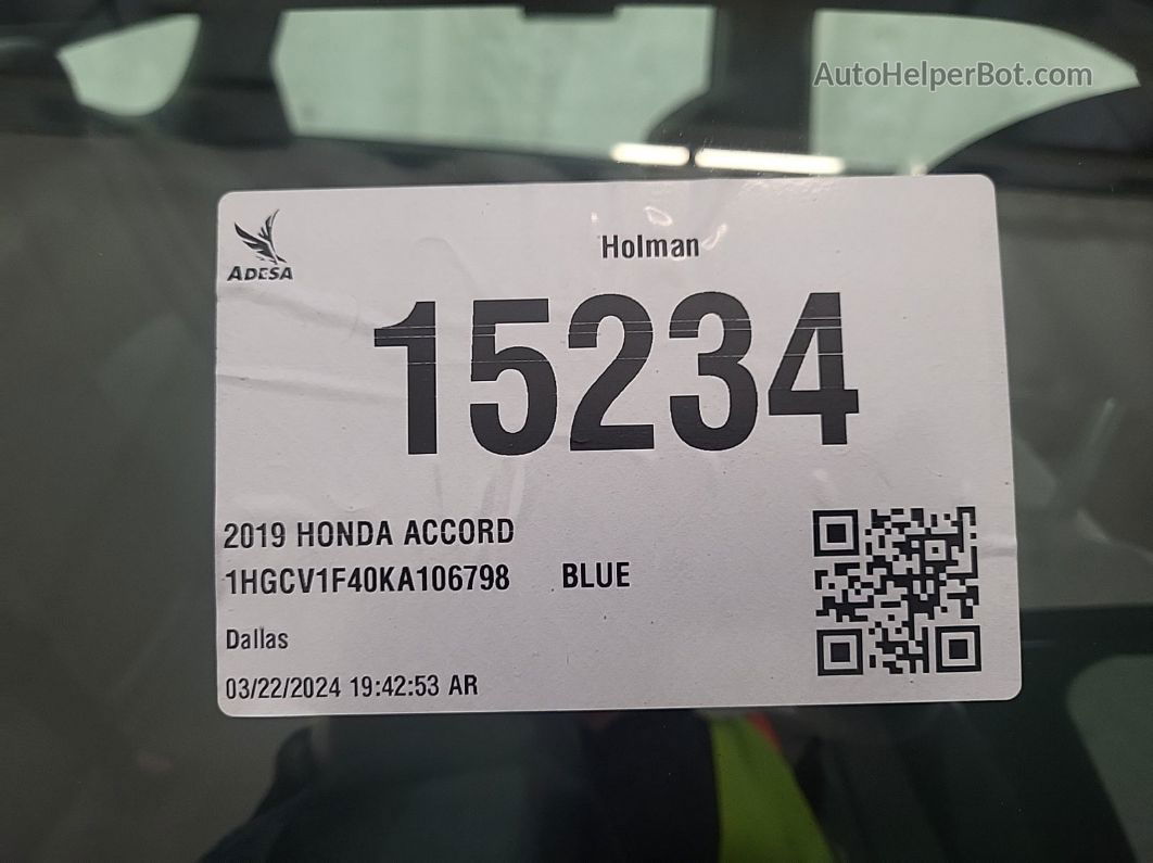 2019 Honda Accord Ex vin: 1HGCV1F40KA106798