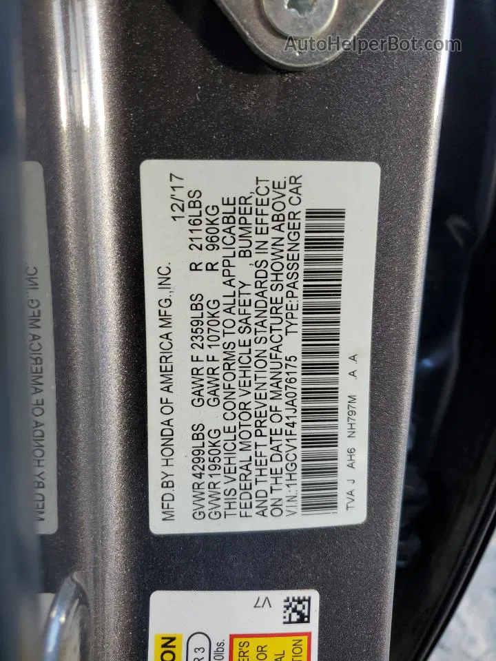 2018 Honda Accord Ex Gray vin: 1HGCV1F41JA076175