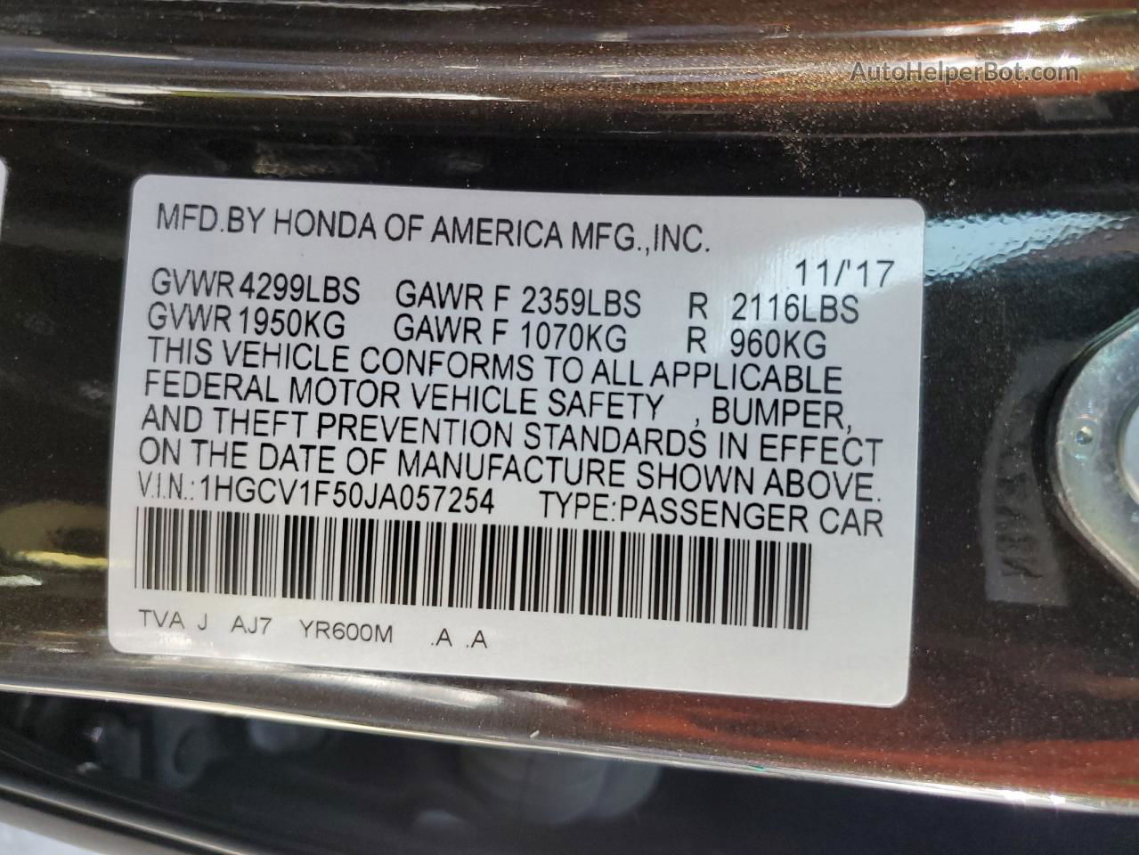 2018 Honda Accord Exl Black vin: 1HGCV1F50JA057254