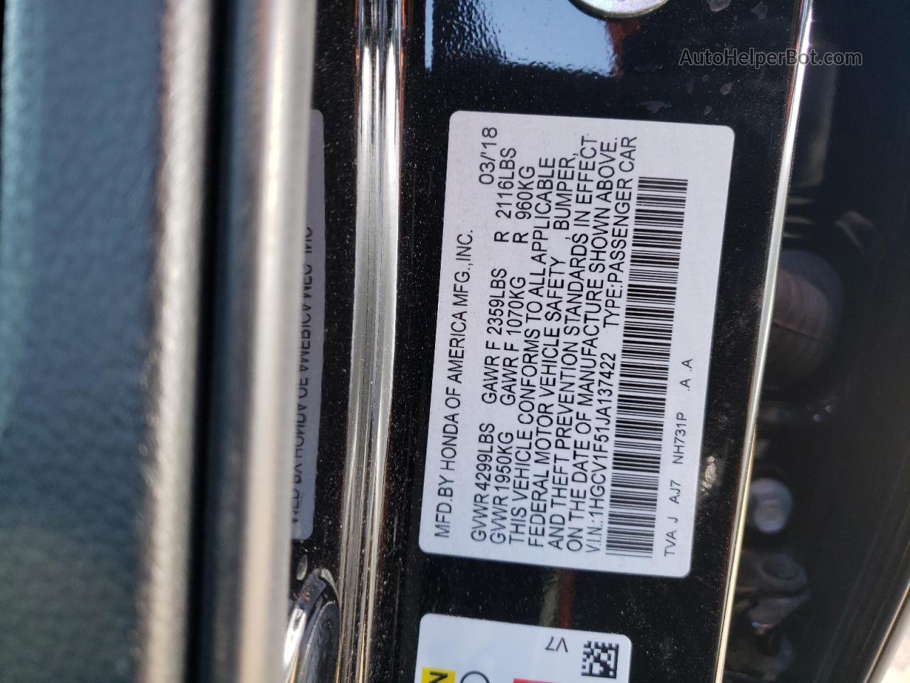 2018 Honda Accord Exl Black vin: 1HGCV1F51JA137422