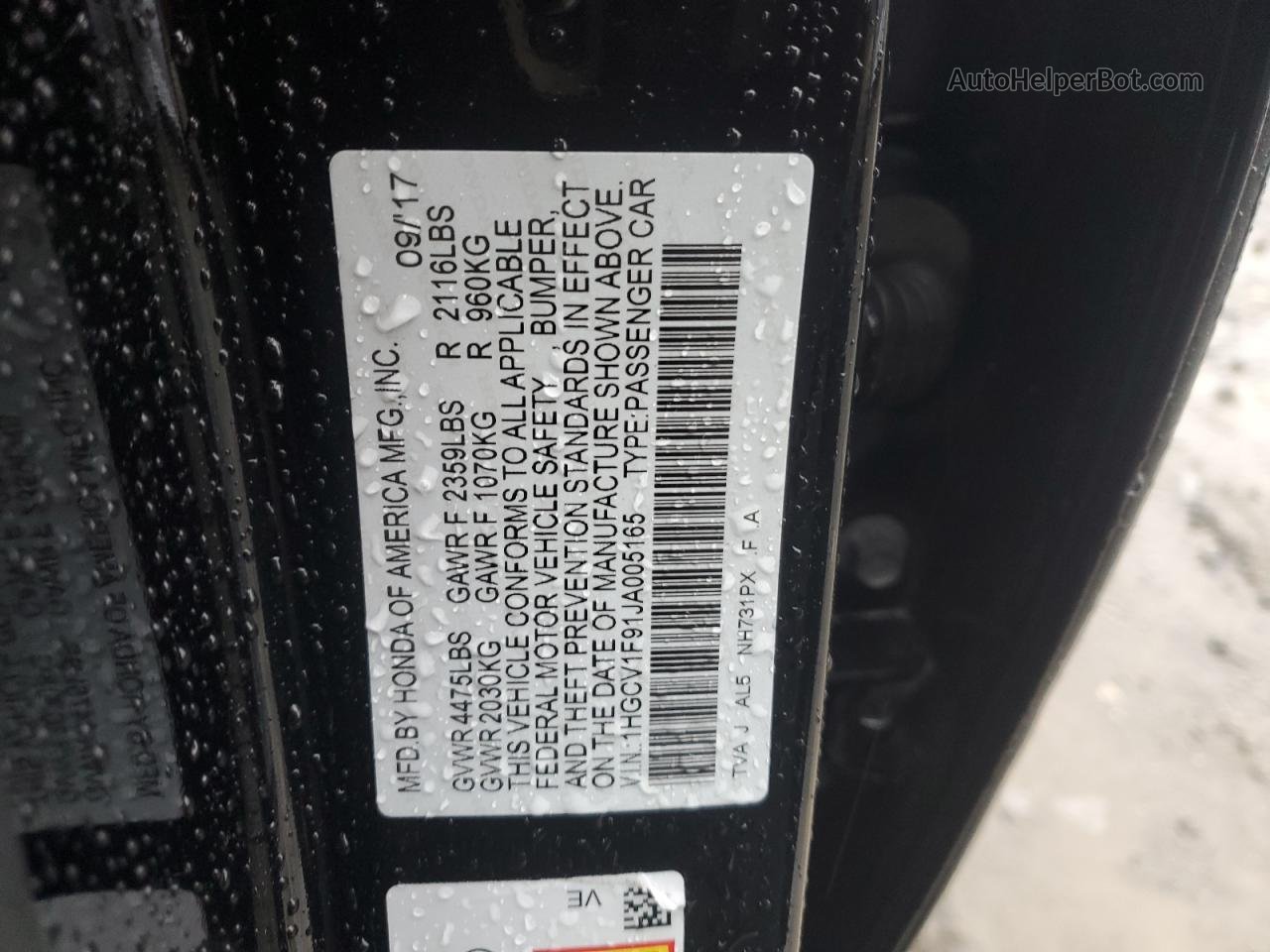 2018 Honda Accord Touring Black vin: 1HGCV1F91JA005165