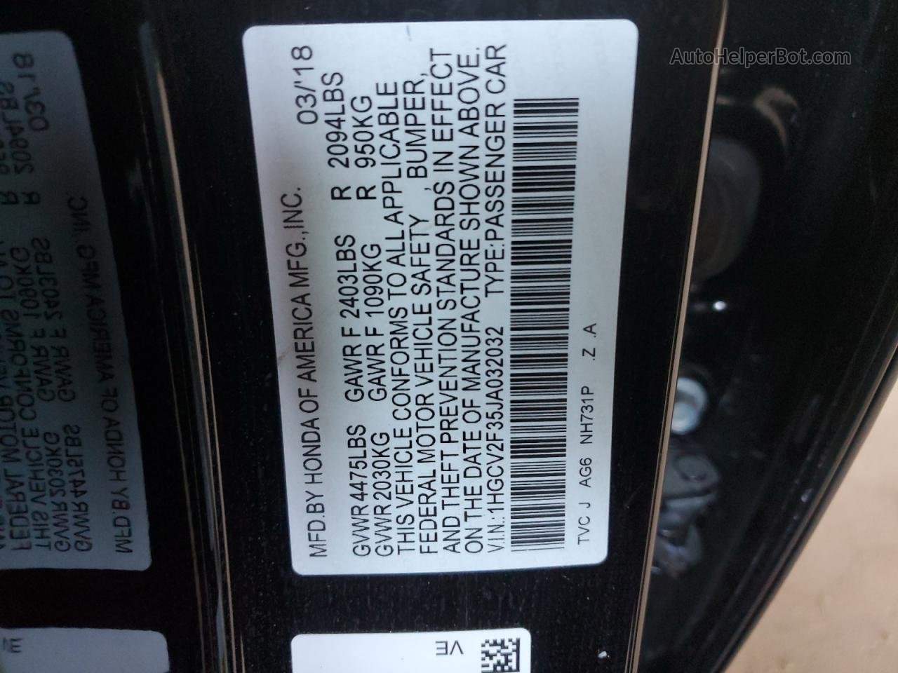 2018 Honda Accord Sport Black vin: 1HGCV2F35JA032032