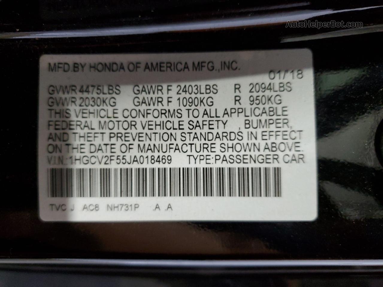 2018 Honda Accord Exl Синий vin: 1HGCV2F55JA018469